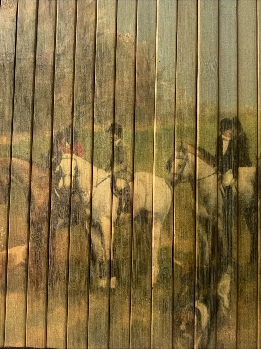 4 Equestrian Hunting Scene Wood Slatted Placemats